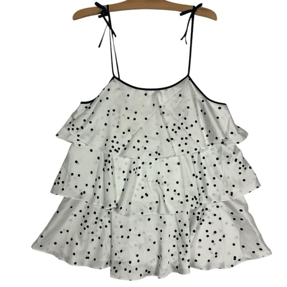 Kate Spade Ruffled Tiered Chemise Black White Polka Dot Tunic Womens sz large - Picture 3 of 10